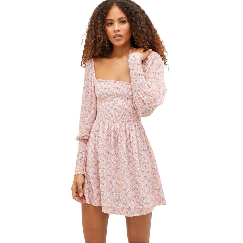 Hill House Home Grace Mini Nap Dress Pastel Floral Smocked Cottagecore. Sz S.NWT